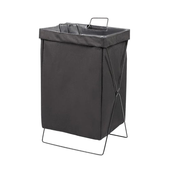 QUVIO Opvouwbare wasmand met metalen frame - Zwart