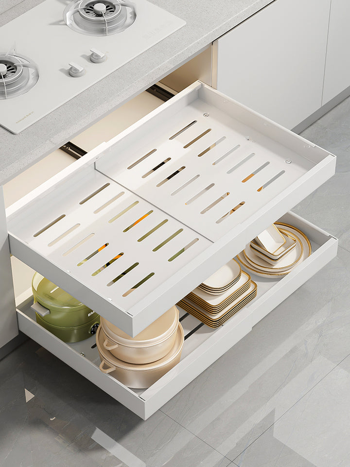 XIVADA Keukenorganizer - Schuiflade  - Aluminium - Verstelbaar - Wit (7)
