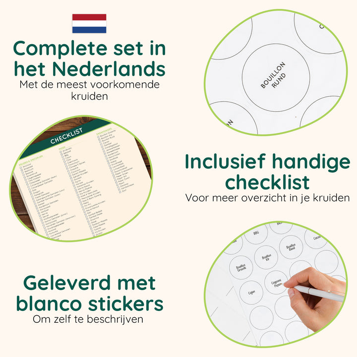 XIVADA Stickers kruidenpotjes - Kruiden labels - Nederlands - Wit (2)