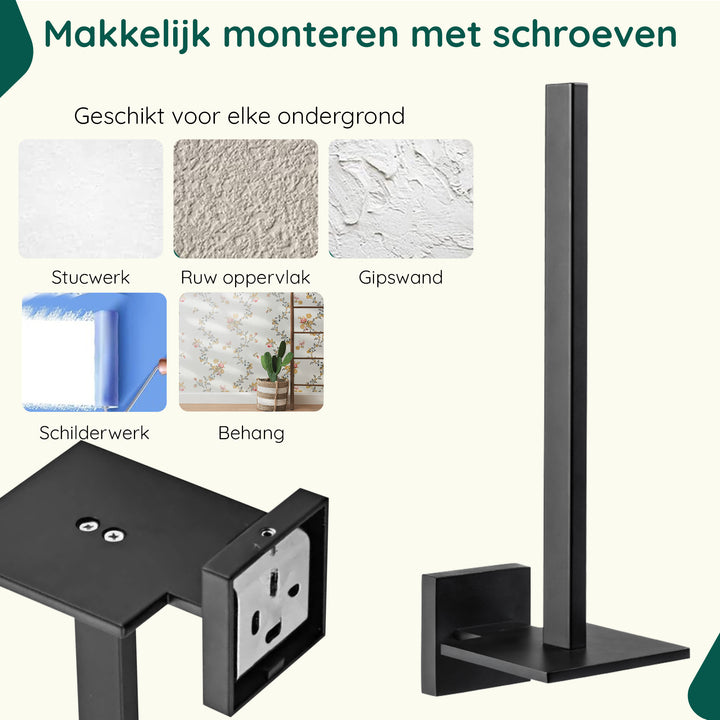 XIVADA Reserverolhouder Auro - Voor 2 wc rollen - Hangend - Zwart (7)