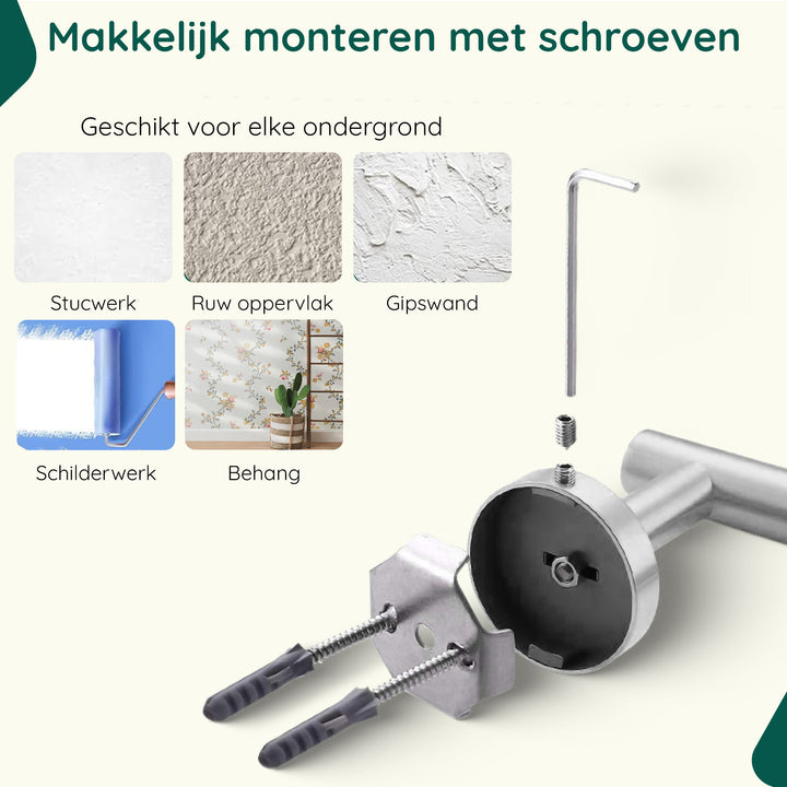 XIVADA Reserverolhouder Banci - Boren - Voor 2 wc rollen - Zilver (5)