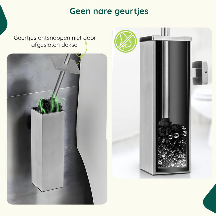 XIVADA Toiletborsterhouder Cira - Vierkant - Boren - Rvs - Zilver (2)
