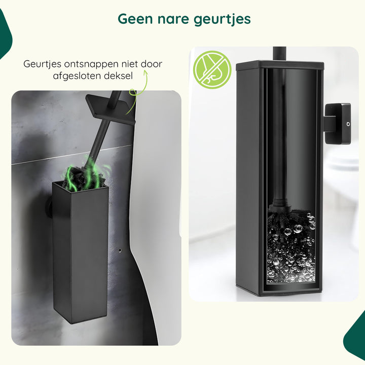XIVADA Toiletborsterhouder Cira - Vierkant - Boren - Rvs - Zwart (5)