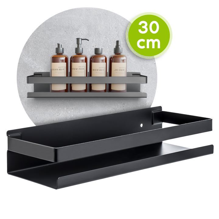 XIVADA Doucherek Teca - Boren - Zelfklevend - Rvs - 30 CM - Zwart (1)