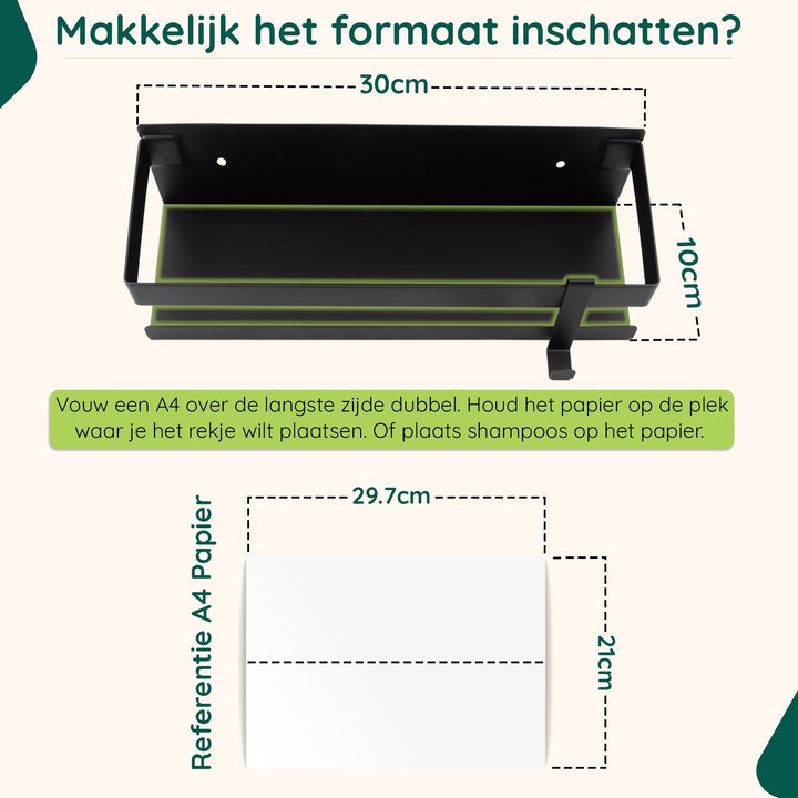 XIVADA Doucherek Teca - Boren - Zelfklevend - Rvs - 30 CM - Zwart (8)