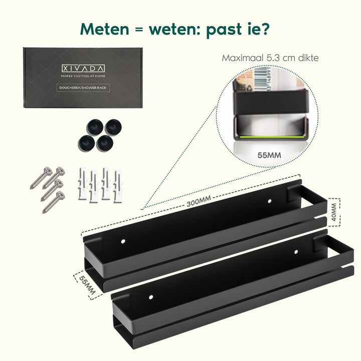 XIVADA Doucherek - Boren - 31 cm - Industrieel - Rvs - Zwart - 2 stuks (6)