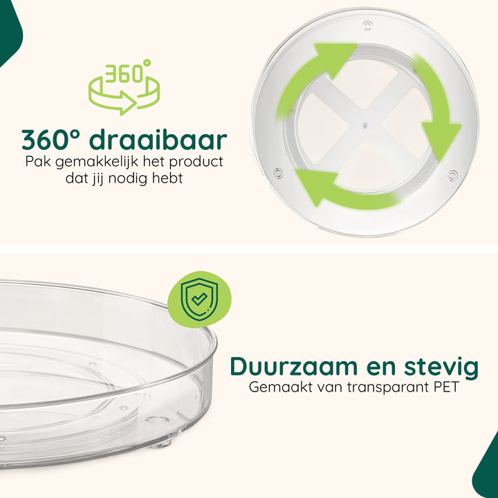 XIVADA Draaiplateau Suna - 23 & 27 cm - Rond - Transparant - Set van 2 (5)