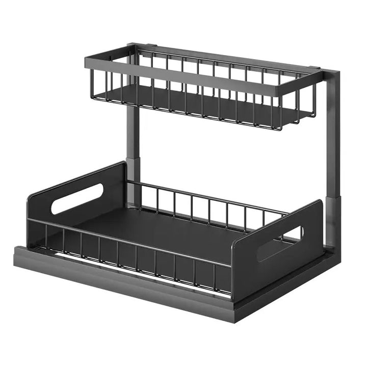 XIVADA Gootsteenkast organizer - Staal - Uitschuifbaar - Zwart (1)