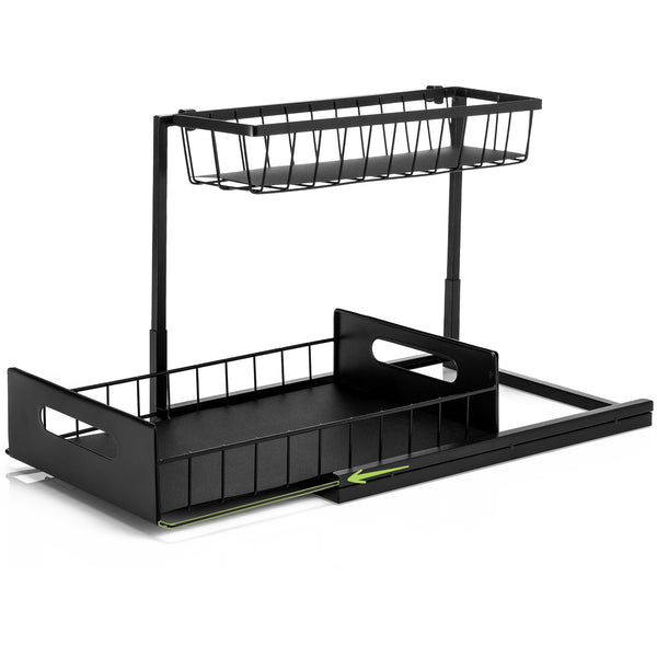 XIVADA Gootsteenkast organizer - Staal - Uitschuifbaar - Zwart
