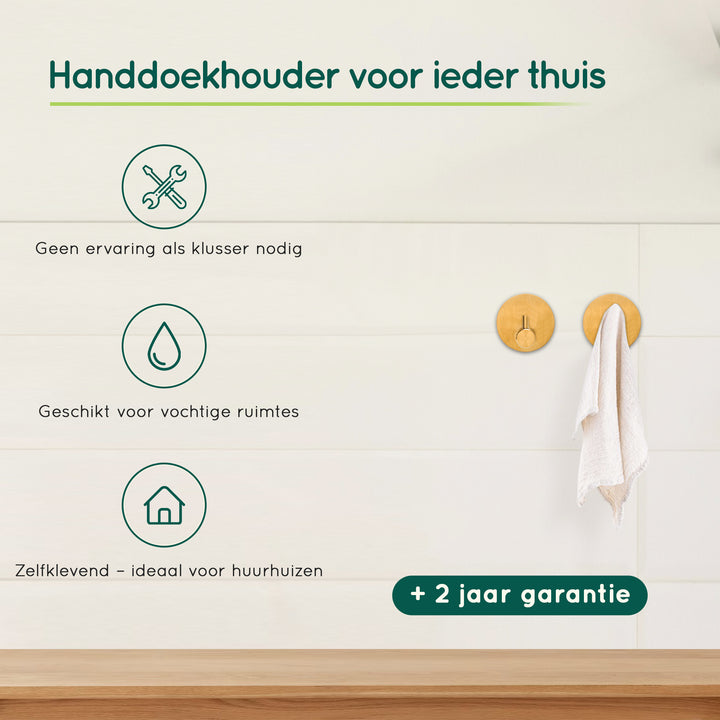XIVADA Hannddoekhaakjes Roma - RVS - Zelfklevend - Goud - Set van 2 (2)