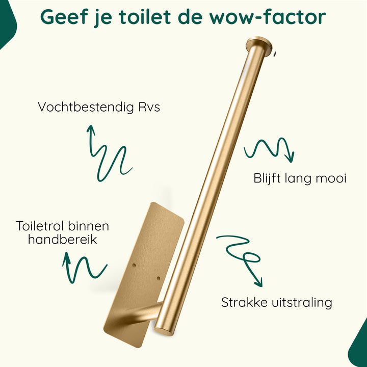 XIVADA Reserverolhouder Fera - Zelfklevend - Schroefset - Rvs - Goud (2)