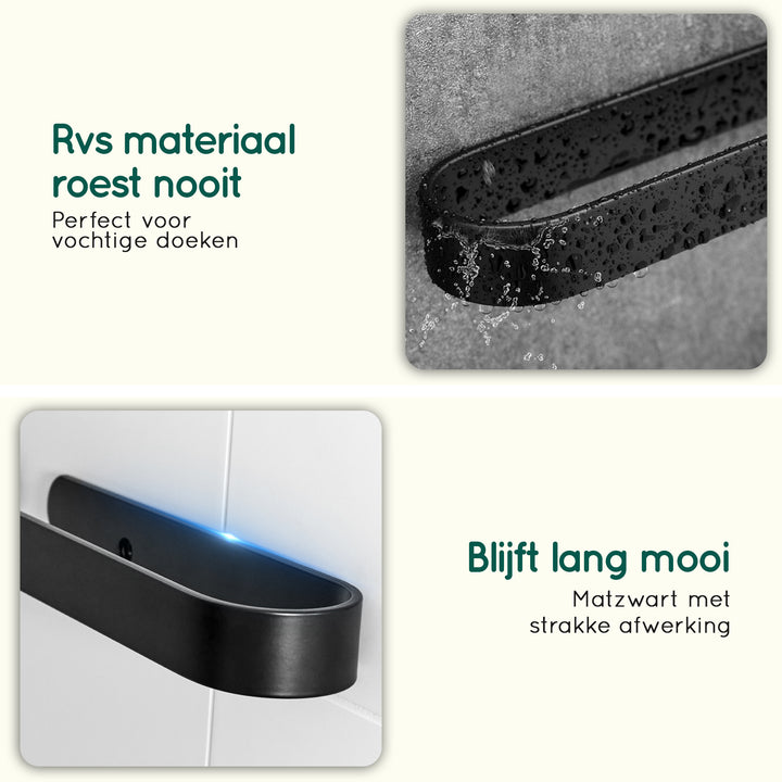 XIVADA Handdoekrek Chio - Inclusief schroeven - Plakstrip - Rvs - 50 CM (2)