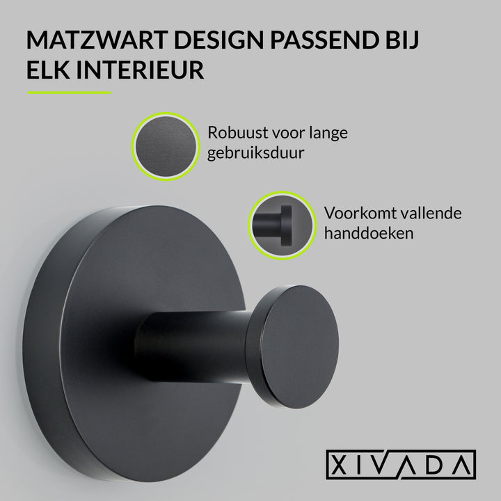 XIVADA Handdoekhaakjes Giro - Inclusief montageset - Zwart - 2 stuks (4)