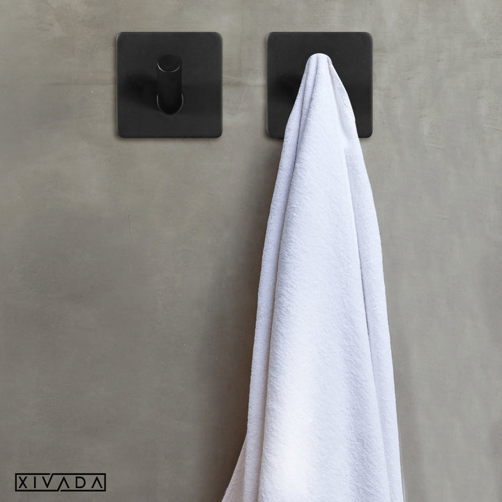 XIVADA Handdoekhaak Paza - Rvs - 3M Tape - Zwart - Set van 2 (5)