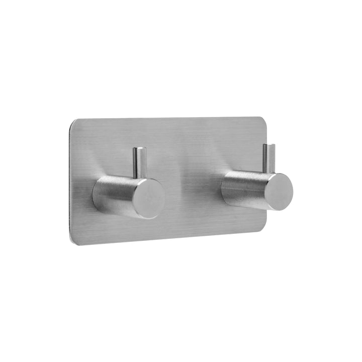 XIVADA Handdoekhaken Duo - Rvs - Plakstrip - Zilver - 2 in 1 (1)