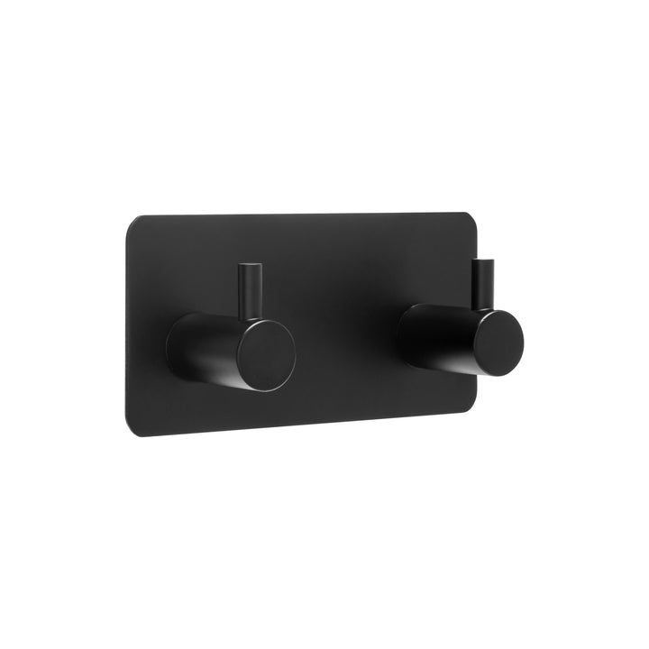 XIVADA Handdoekhaken Duo - Rvs - Plakstrip - Zwart - 2 in 1 (1)