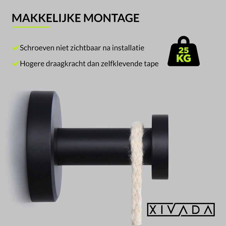 XIVADA Handdoekhaakjes Giro - Inclusief montageset - Zwart - 2 stuks (2)