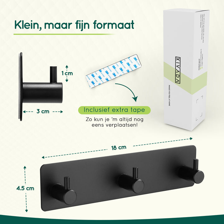 XIVADA Handdoekhaakjes Tres - Zelfklevend - Zwart - 3 in 1 (8)