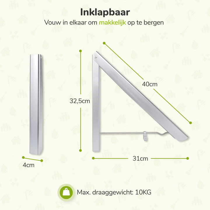 XIVADA Droogrek Lici - Inklapbaar - Aluminium - Droogrek muur - Zilver (2)