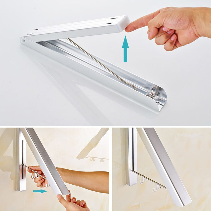 XIVADA Droogrek Lici - Inklapbaar - Aluminium - Droogrek muur - Zilver (7)