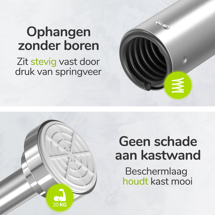 XIVADA Kledingstang Vigo - Zonder boren - Verstelbaar - Zilver (3)