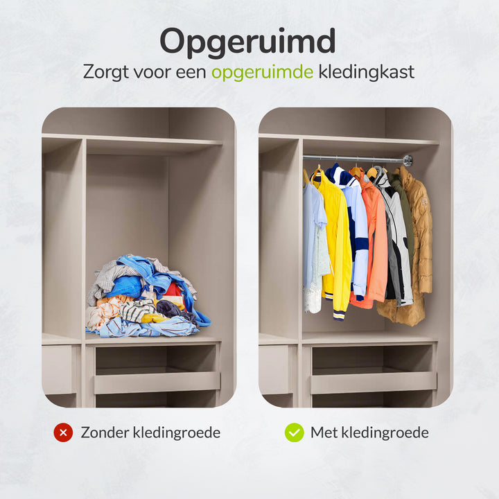 XIVADA Kledingstang Vigo - Zonder boren - Verstelbaar - Zilver (6)