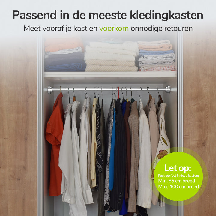 XIVADA Kledingstang Vigo - Zonder boren - Verstelbaar - Zilver (8)