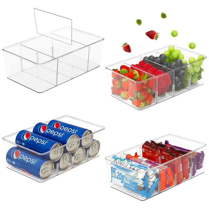 XIVADA Koelkast Organizer Caro - Met dividers - PET - Set van 4 (1)
