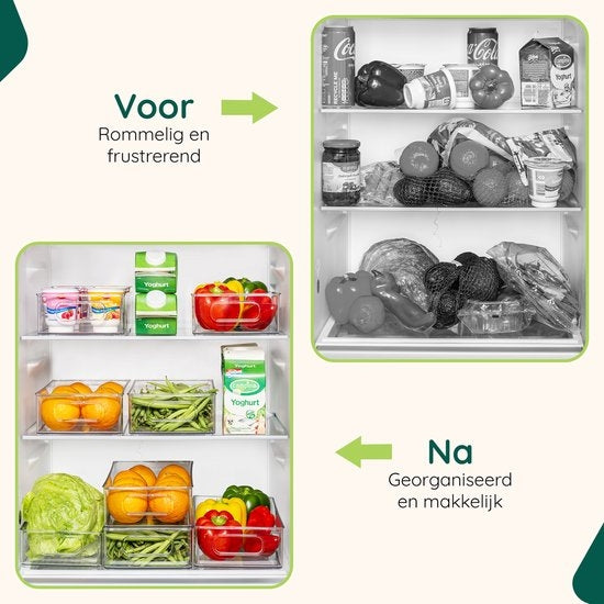 XIVADA Koelkast Organizer Tico - Stapelbaar - 3 maten - Pet - 6 stuks (5)