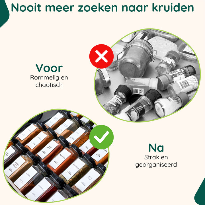 XIVADA Glazen kruidenpotjes vierkant - Stickers - Zwart - 24 stuks (7)