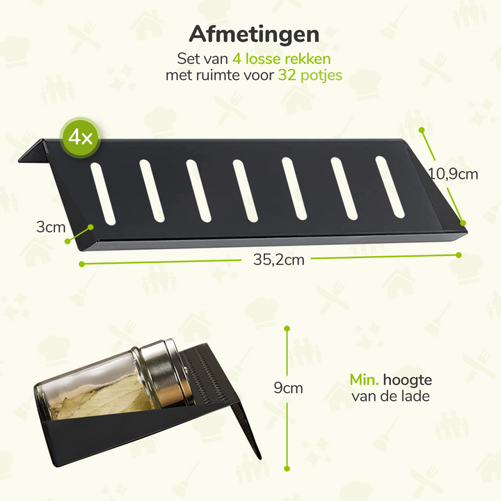 XIVADA Kruidenrek Lena - Lade - 30 kruidenpotjes - Aluminium - Zwart (7)