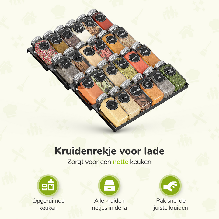 XIVADA Kruidenrek Lena - Lade - 30 kruidenpotjes - Aluminium - Zwart (6)