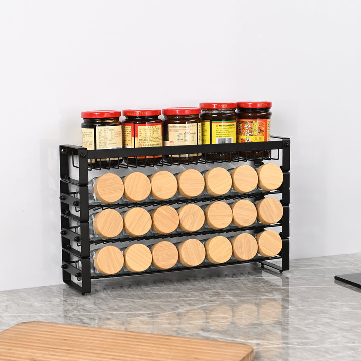 XIVADA Kruidenrek Oliv - Staand - Staal - 24 potjes - 4 Laags - Zwart (6)