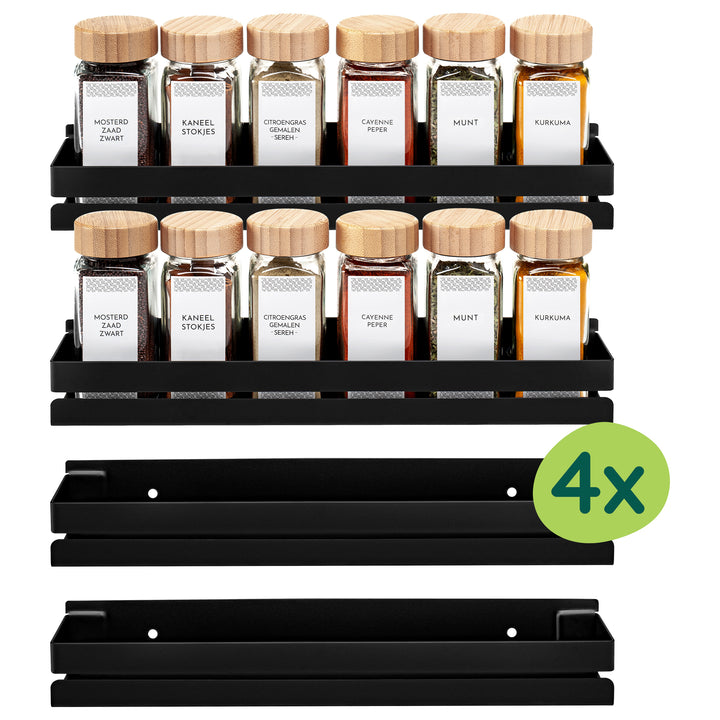 XIVADA Kruidenrek Toma - Ophangbaar - Voor 24 potjes - Zwart - 4 Laags (1)