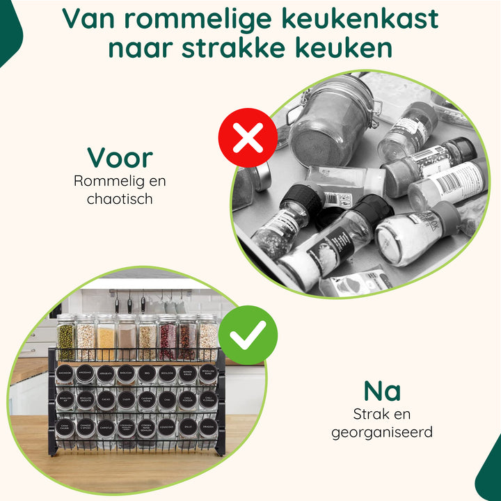XIVADA Kruidenrek Oliv - Staand - Staal - 24 potjes - 4 Laags - Zwart (5)