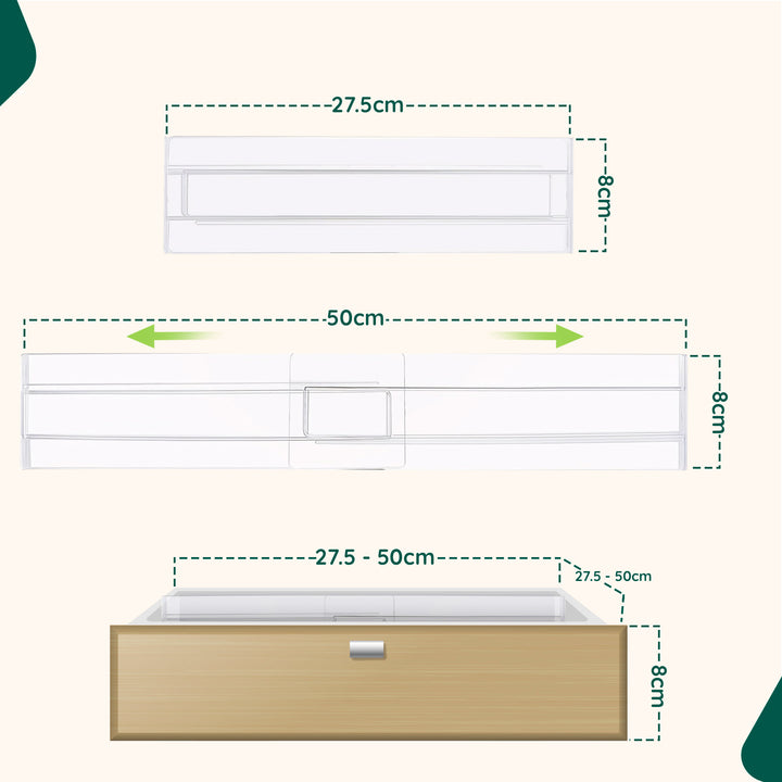 XIVADA Lade verdeler Ezra - Verstelbaar - Transparant - PET - 4 stuks (7)