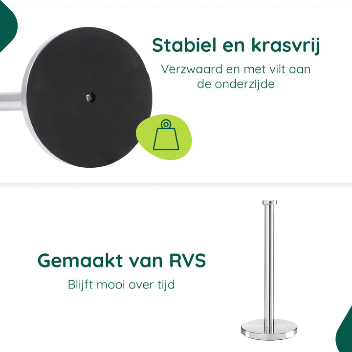 XIVADA Keukenrolhouder Lotis - Vrijstaand - Rvs - Zilver (1)