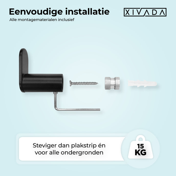 XIVADA Handdoekhaakjes Mila - Schroefset - Rvs - Zwart - Set van 2 (4)