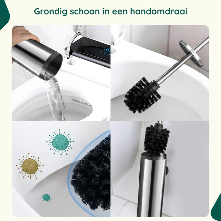 XIVADA Toiletborstel Mura - Met houder - Boren - Rvs - Zilver (4)
