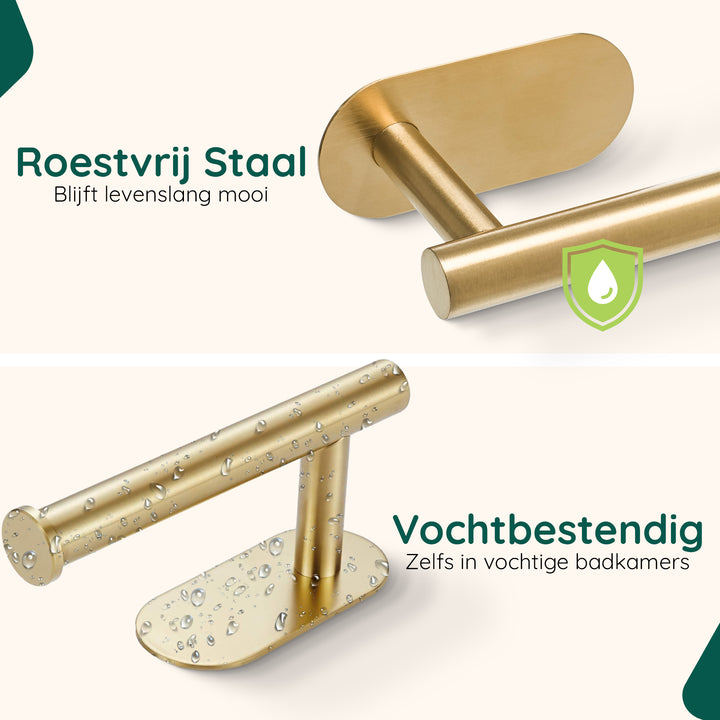 XIVADA Toiletrolhouder Nino - Rvs - Zelfklevend - Goud (3)