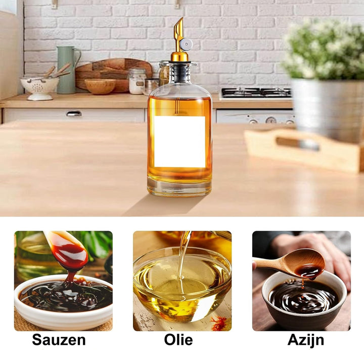 XIVADA Olijfolie Fles - Met schenktuit - Glas - 500 ML -  Set van 2 (5)