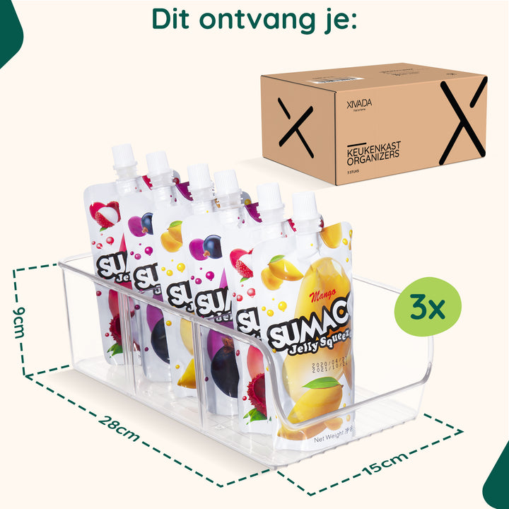 XIVADA Keukenkast organizers Rona - Met Dividers - PET - Set van 3 (8)