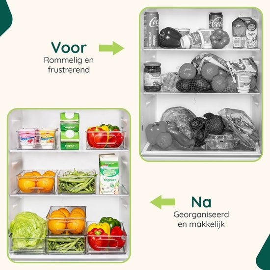 XIVADA Koelkast Organizer Caro - Met dividers - PET - Set van 4 (3)