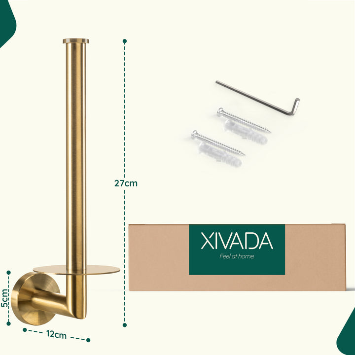 XIVADA Reserverolhouder Banci - Boren - Voor 2 wc rollen - Goud (6)