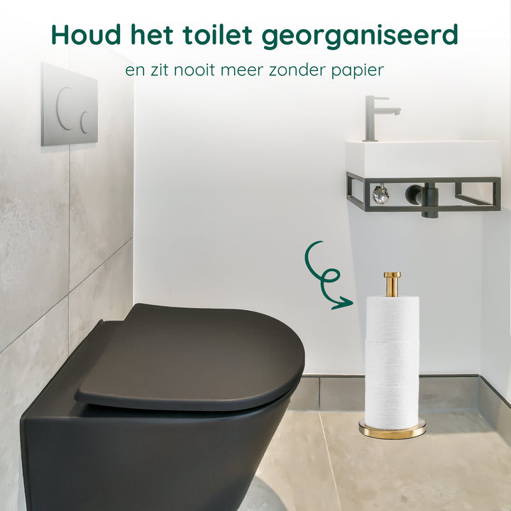 XIVADA Reserverolhouder Lotis - Vrijstaand - Voor 3 wc rollen - Goud (6)