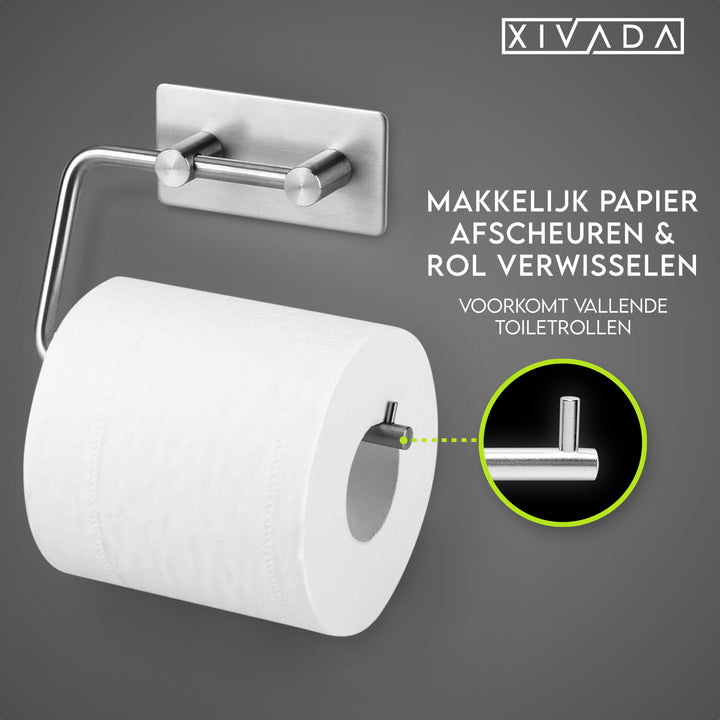 XIVADA WC rolhouder Mara - Rvs - Zelfklevend - 3m Tape - Zilver (4)