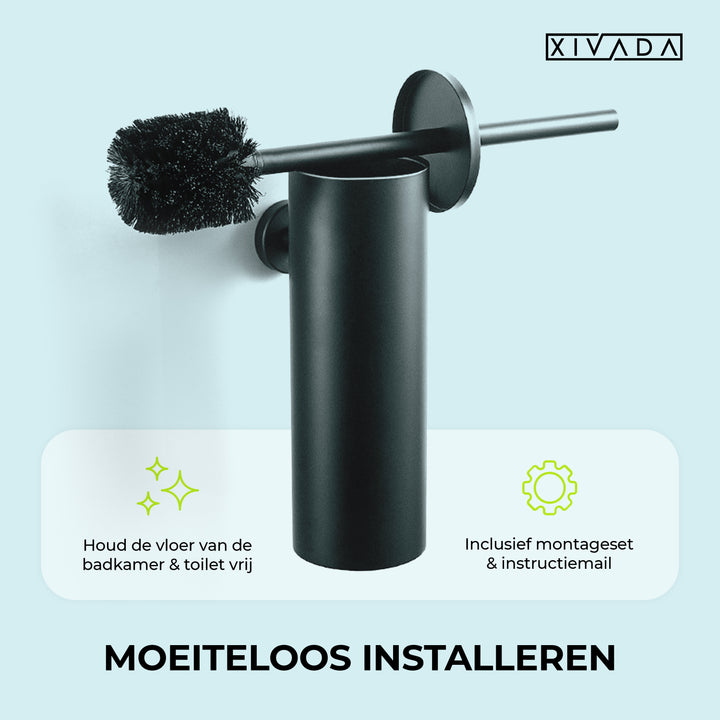 XIVADA Toiletborstel Mura - Met houder - Boren - Rvs - Zwart (2)