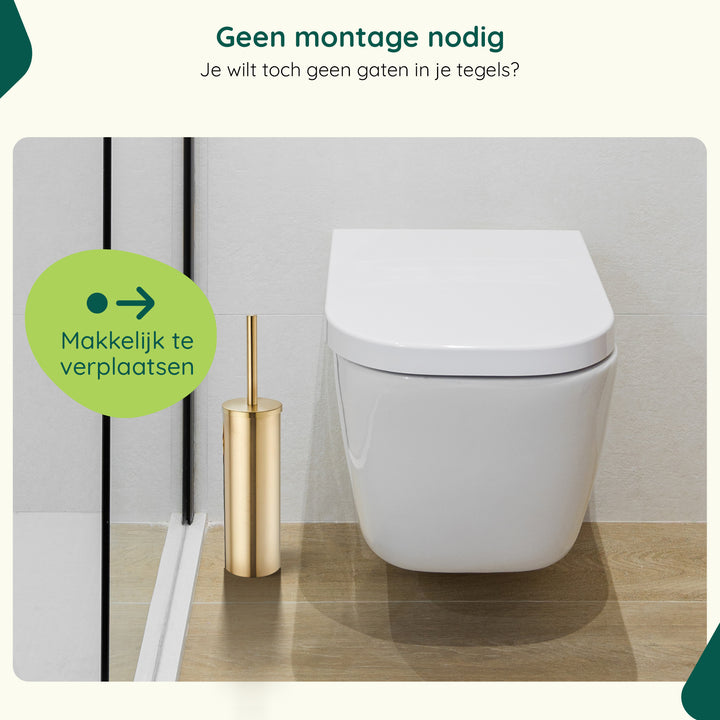 XIVADA Toiletborstelhouder Jara - Vrijstaand - Rvs - Goud (6)