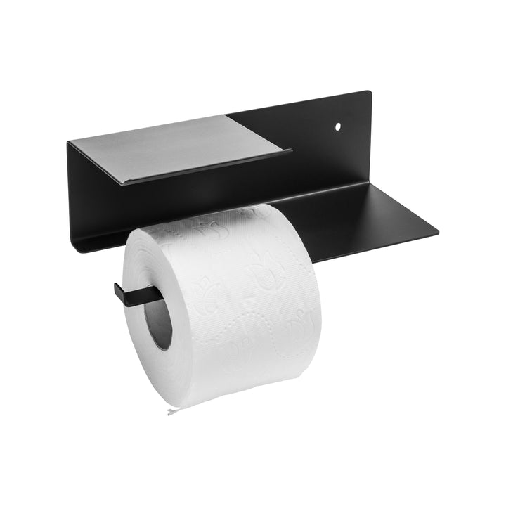 XIVADA Toiletrolhouder Fava - Met plankje - Boren - Rvs - Zwart (2)