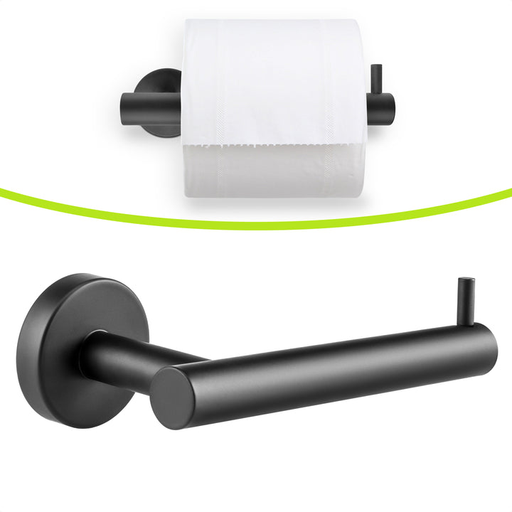 XIVADA Toiletrolhouder Juna - Zelfklevend - Rvs - Zwart (1)